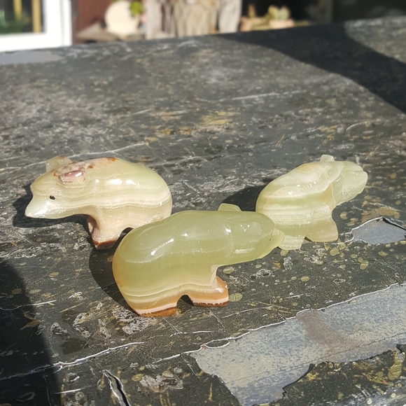 Tiny Adorable Banded Onyx Bear Cub Crystal Decor - Picture 4 of 5